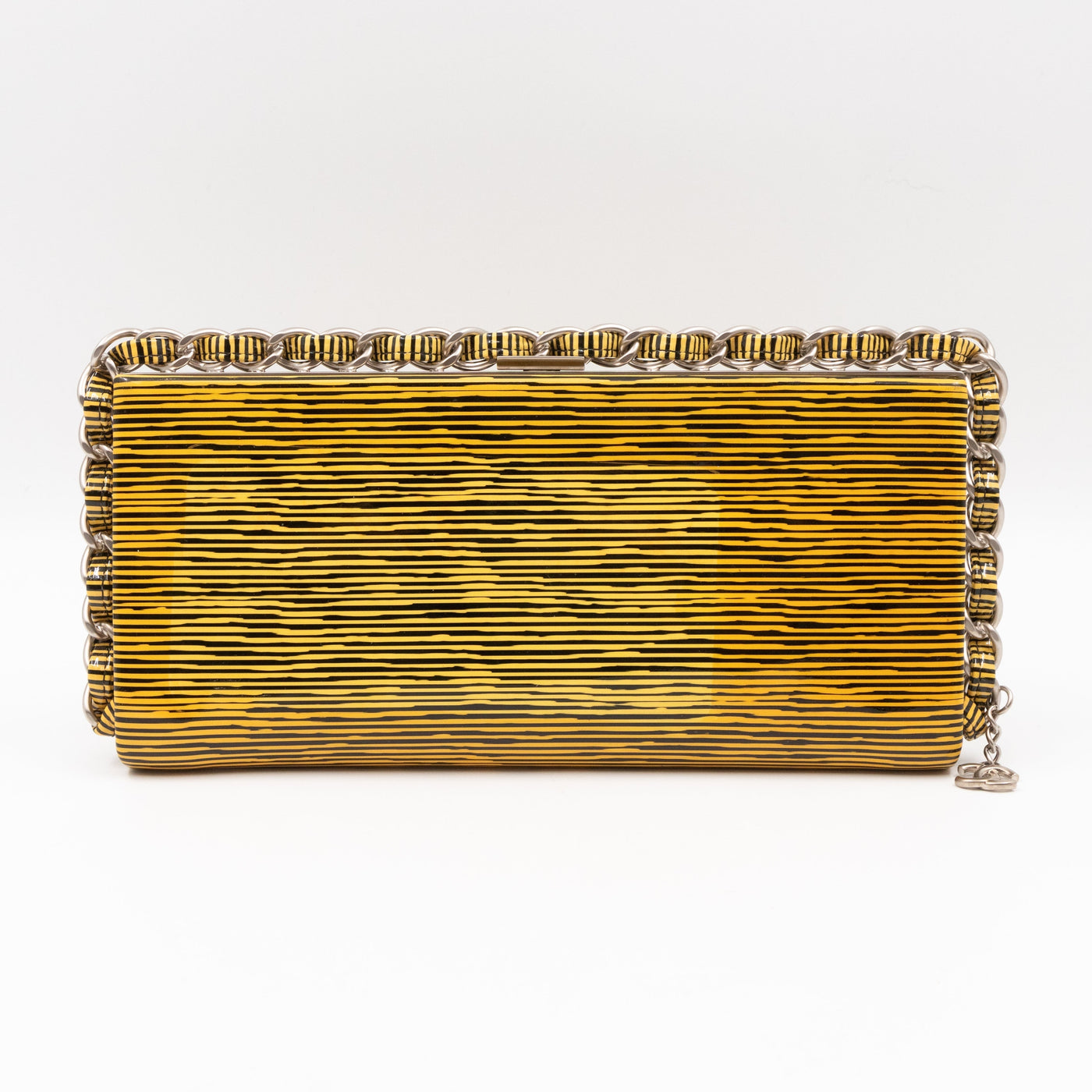 Long Frame Clutch Yellow Striped Patent Leather - Product Image 3