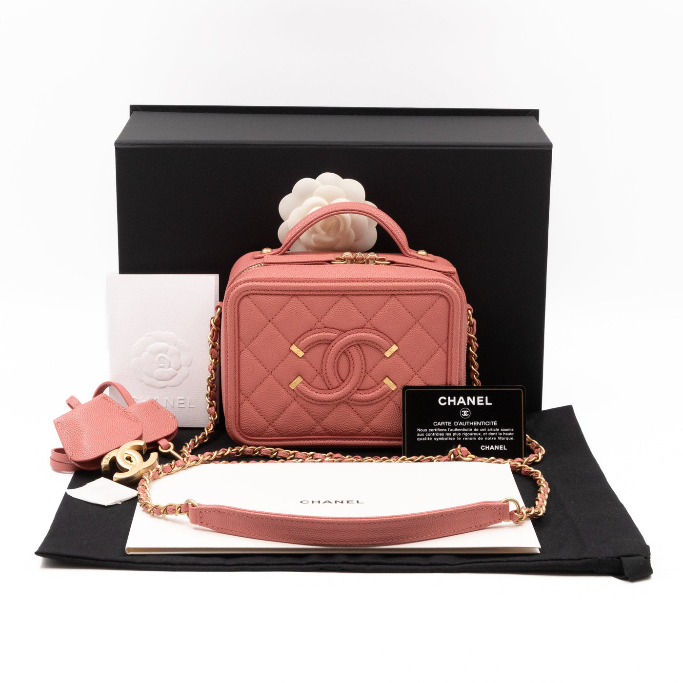 Small Vanity Filigree CC Caviar Light Pink & Gold | Studio Nafay