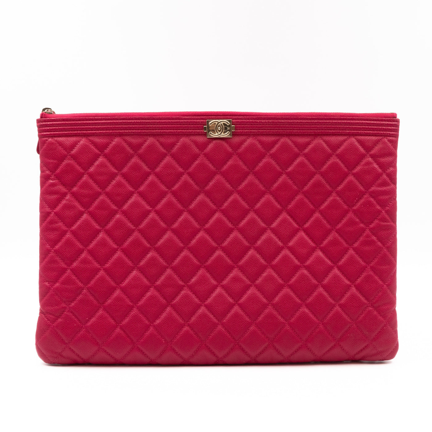 Boy O Case Clutch Large Pink Caviar Leather | Studio Nafay