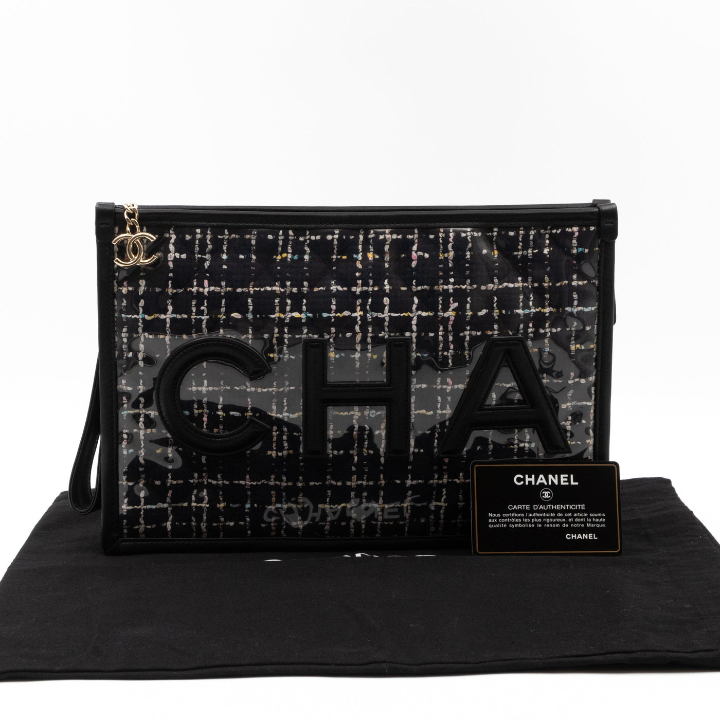 Large Pouch Tweed PVC black | Studio Nafay