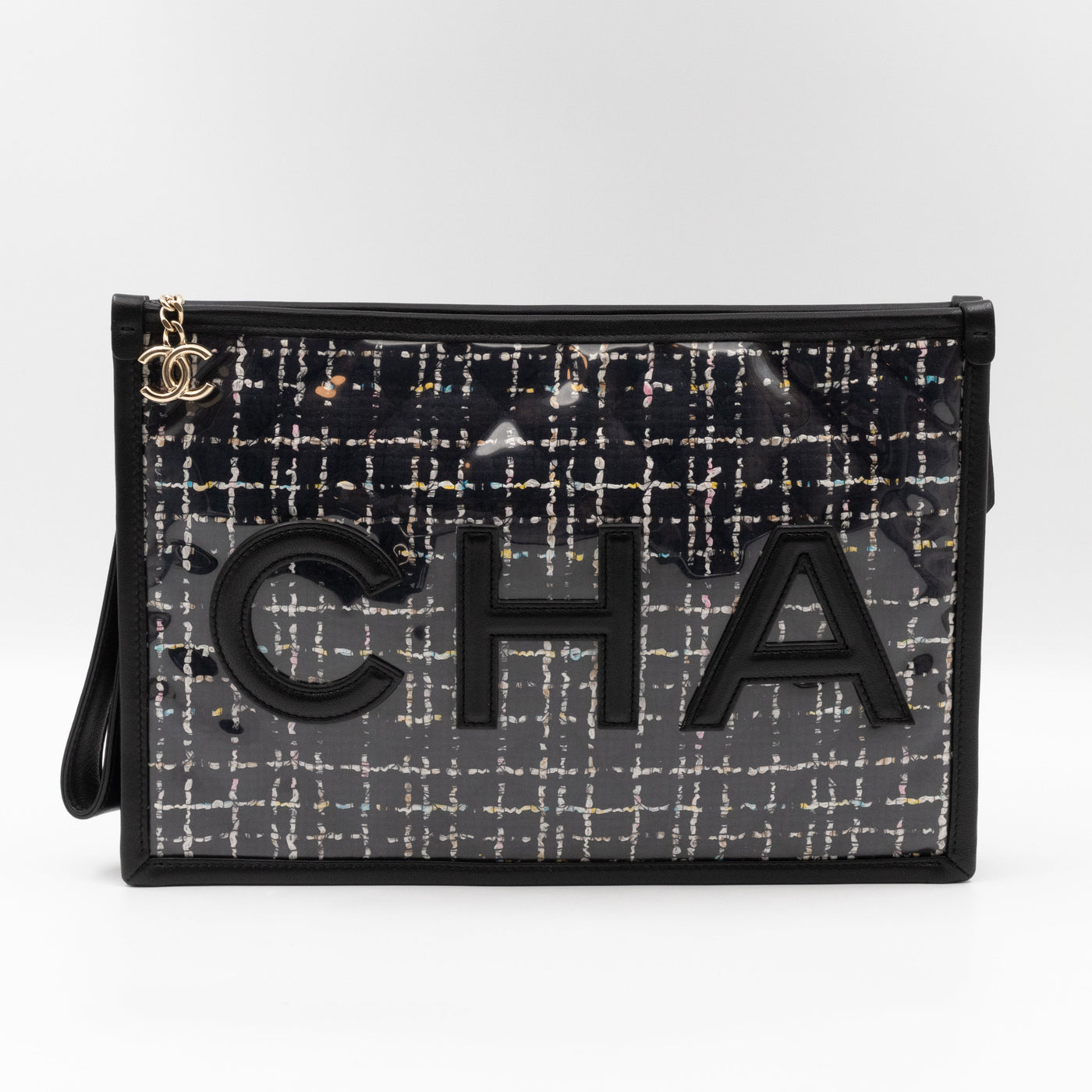 Large Pouch Tweed PVC black - Product Image 2