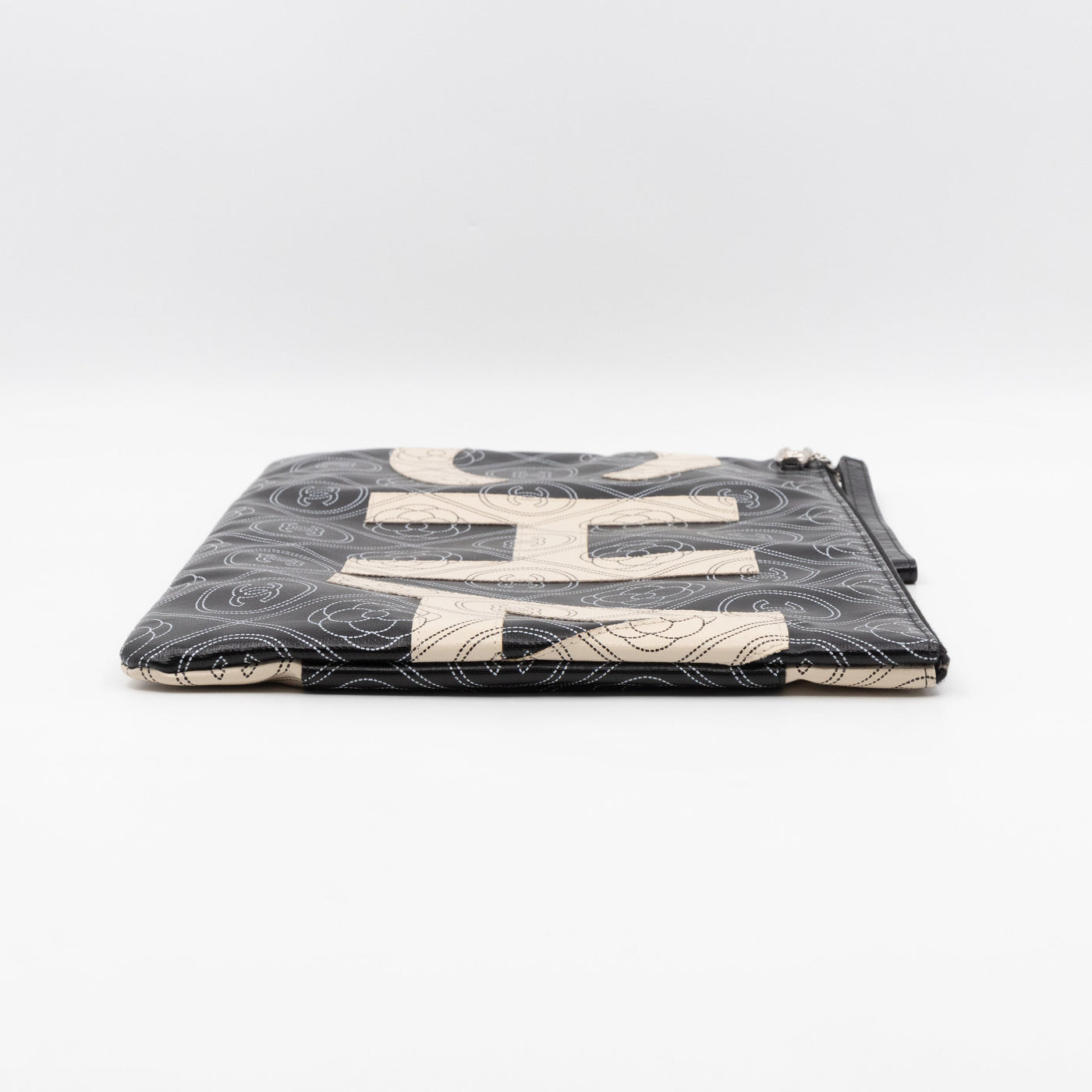 Large O-Pouch CC Camellia Black & White Coated Canvas - Product Image 3