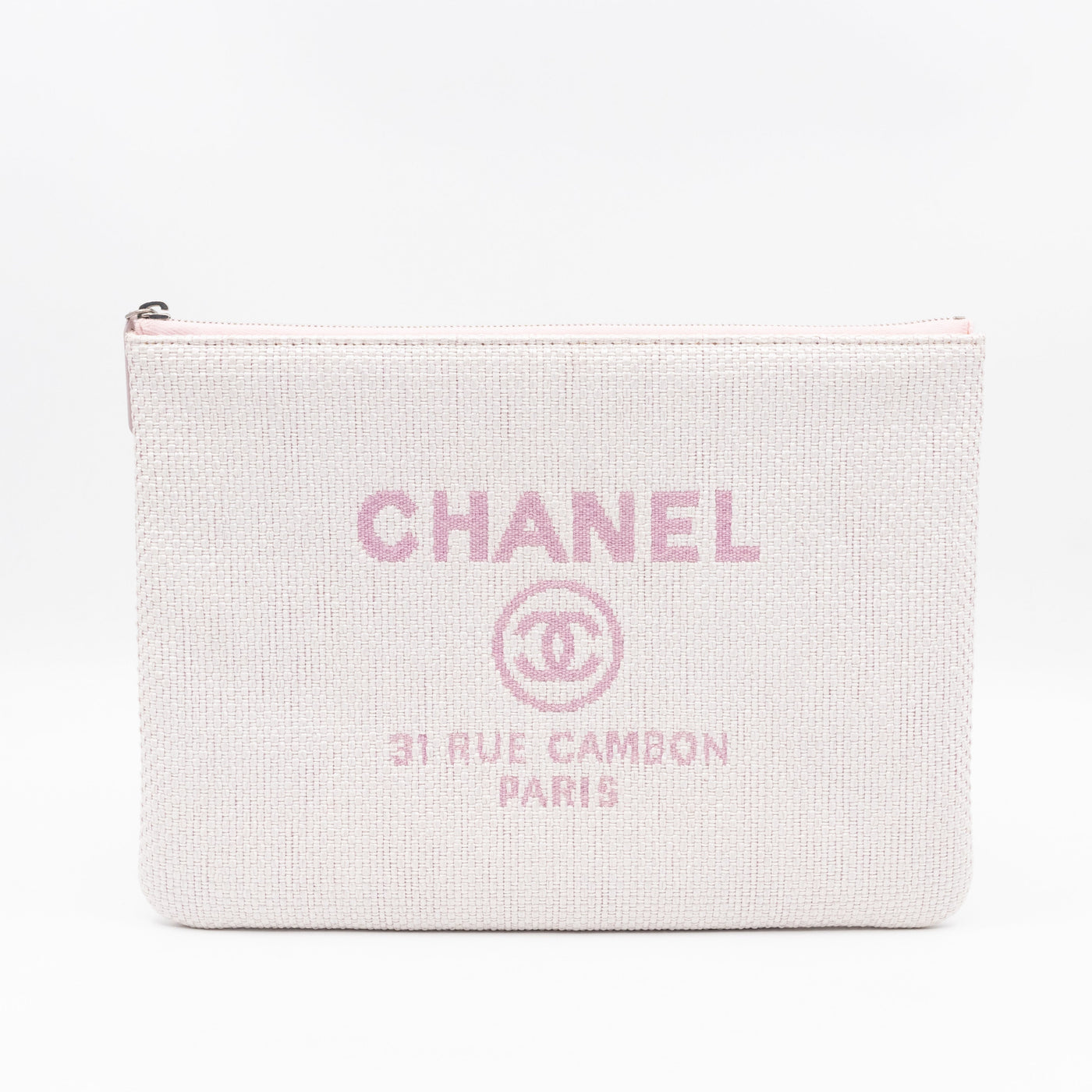 Large Deauville Pouch Light Pink Raffia - Product Image 2