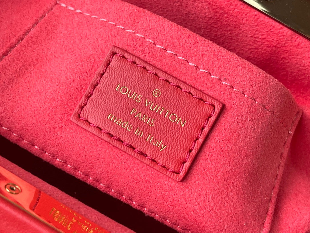 Red Monogram Clutch Leather Handbag for Women - Product Image 10