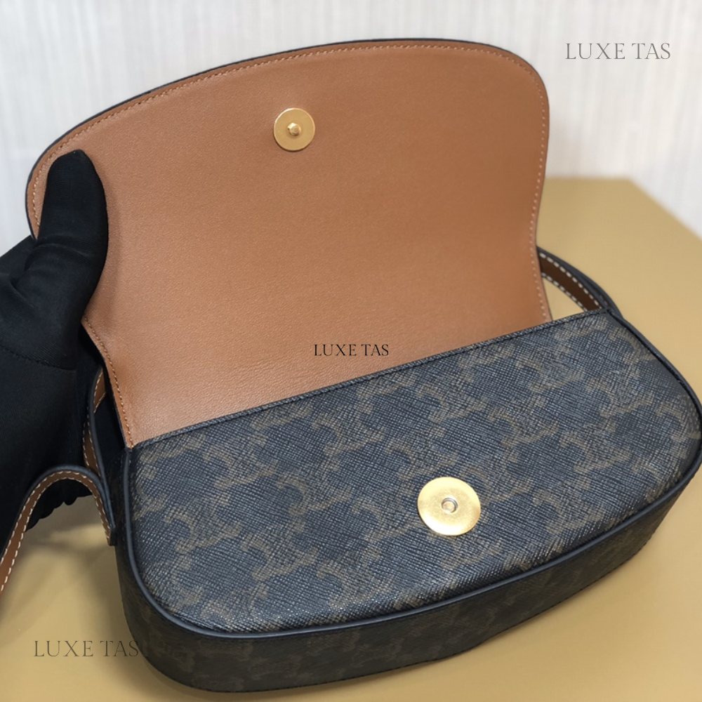 Tan Clutch On Strap Tabou In Triomphe Canvas And Calfskin Leather Mini Bag for Women - Product Image 10