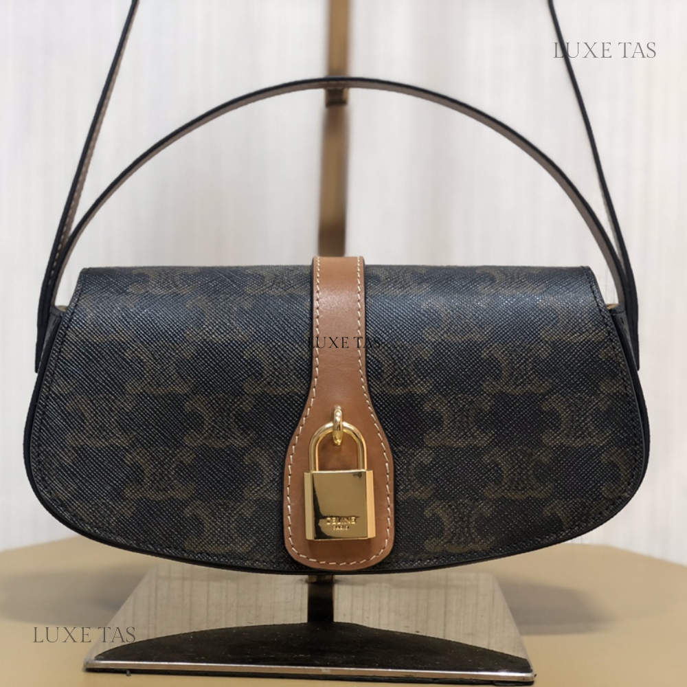 Tan Clutch On Strap Tabou In Triomphe Canvas And Calfskin Leather Mini Bag for Women - Product Image 3