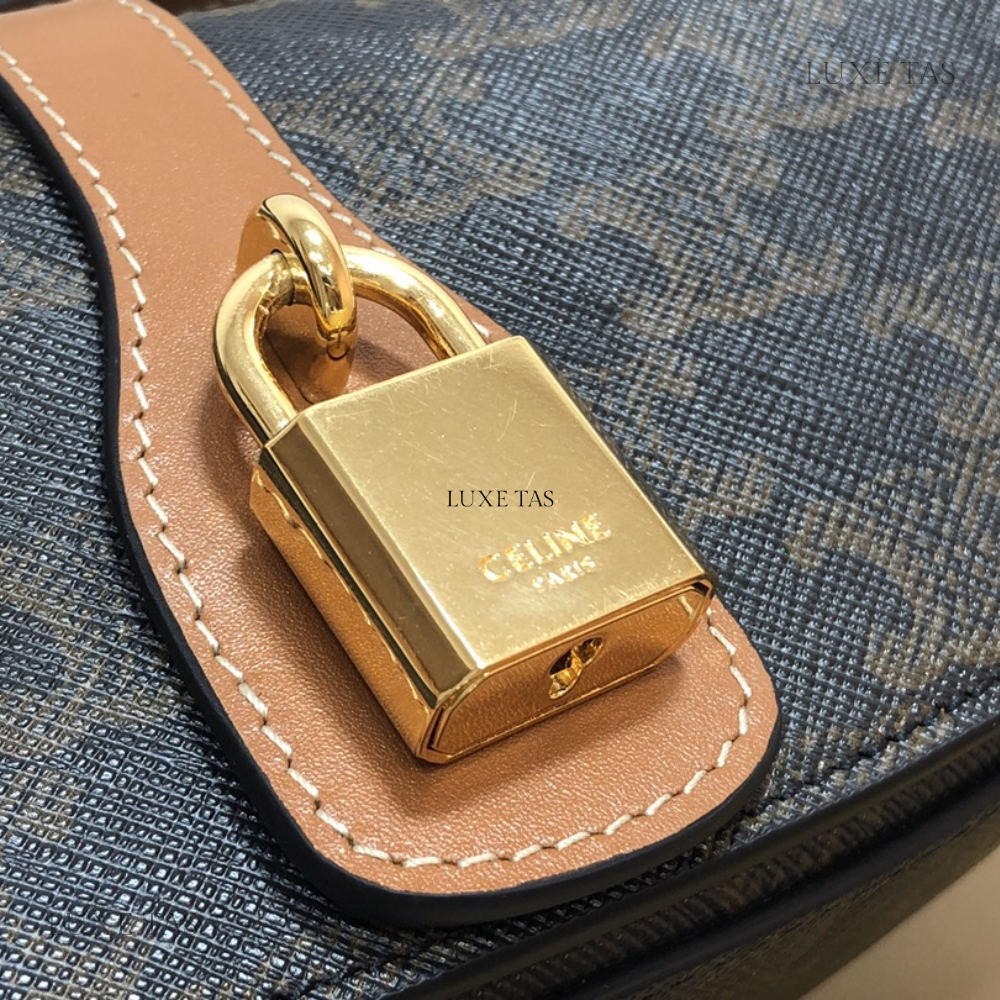Tan Clutch On Strap Tabou In Triomphe Canvas And Calfskin Leather Mini Bag for Women - Product Image 4
