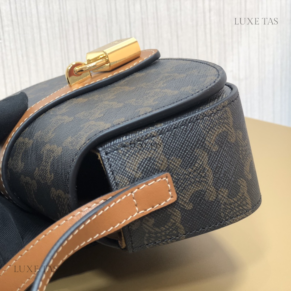 Tan Clutch On Strap Tabou In Triomphe Canvas And Calfskin Leather Mini Bag for Women - Product Image 5