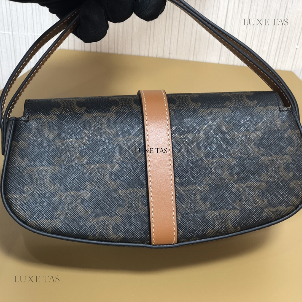 Tan Clutch On Strap Tabou In Triomphe Canvas And Calfskin Leather Mini Bag for Women - Product Image 6