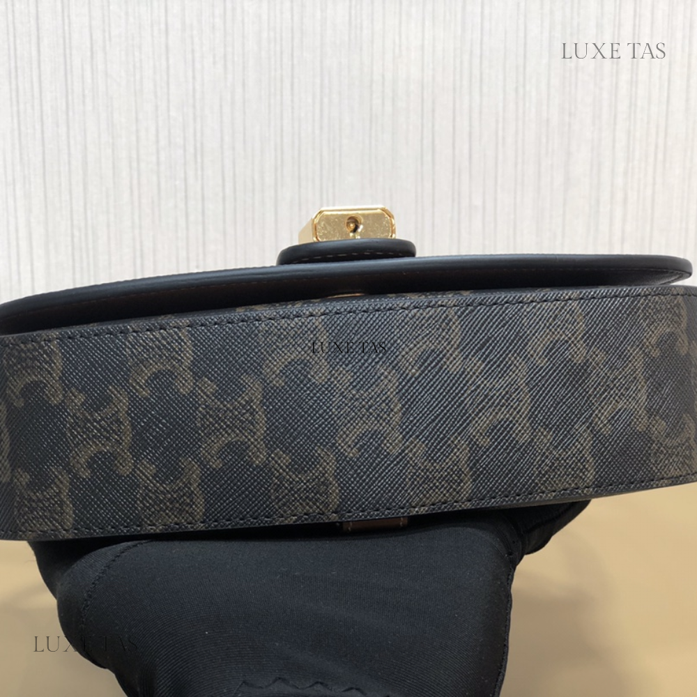 Tan Clutch On Strap Tabou In Triomphe Canvas And Calfskin Leather Mini Bag for Women - Product Image 9