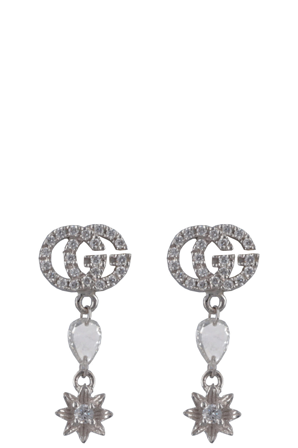 GUCCI Flora GG Diamond Earrings 18k White Gold | Studio Nafay