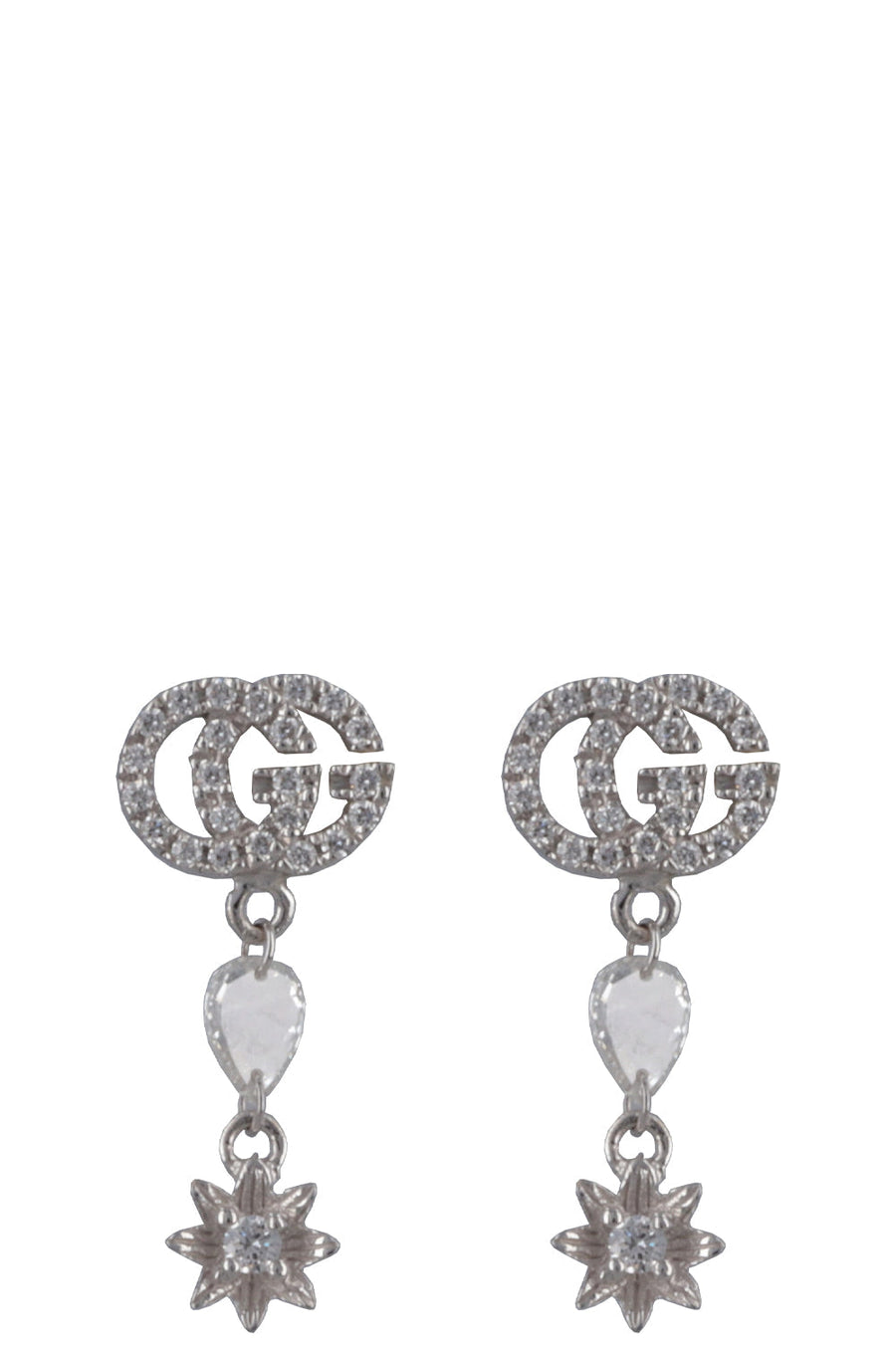 GUCCI Flora GG Diamond Earrings 18k White Gold | Studio Nafay