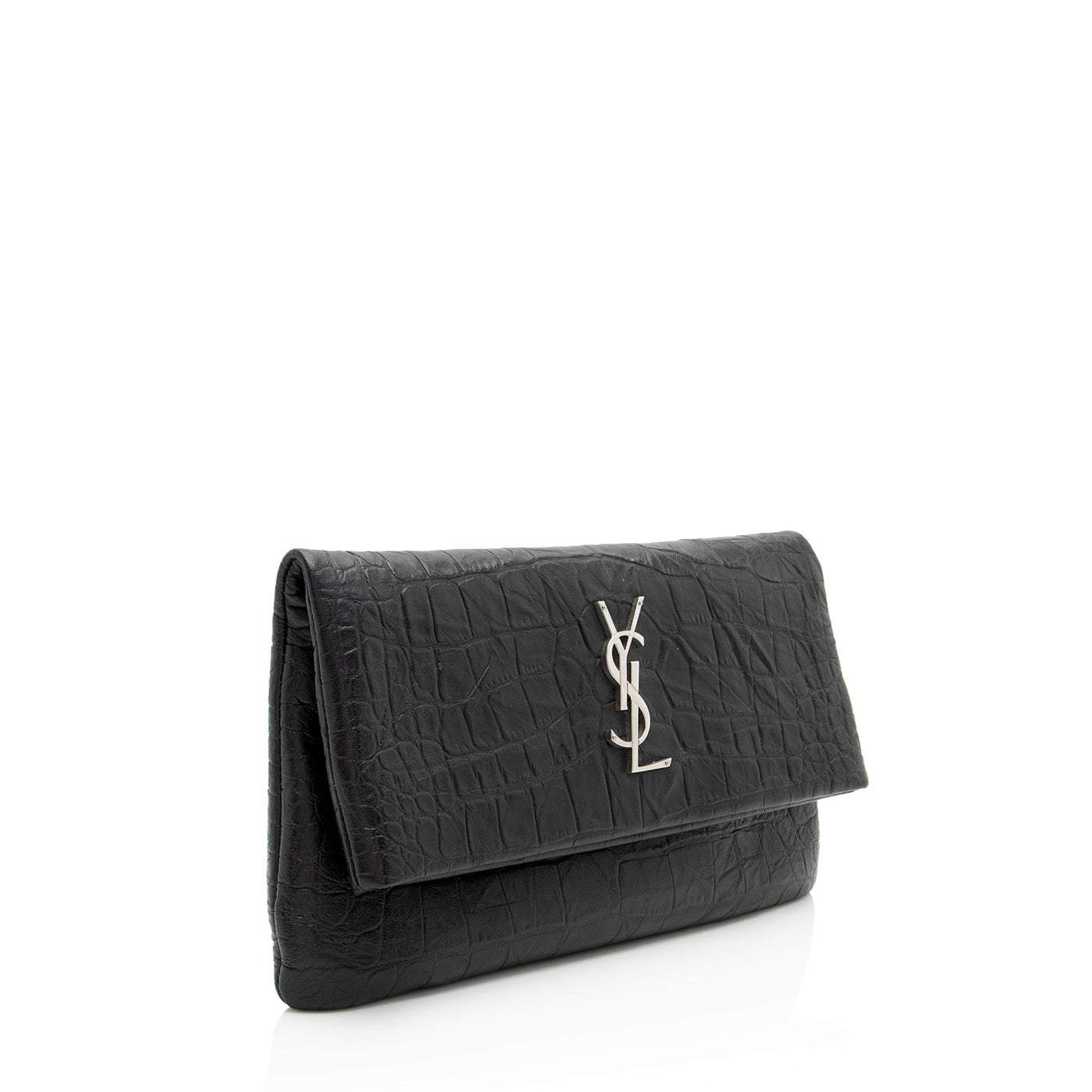 Saint Laurent Croc Embossed Leather West Hollywood Fold Over Clutch - Product Image 2