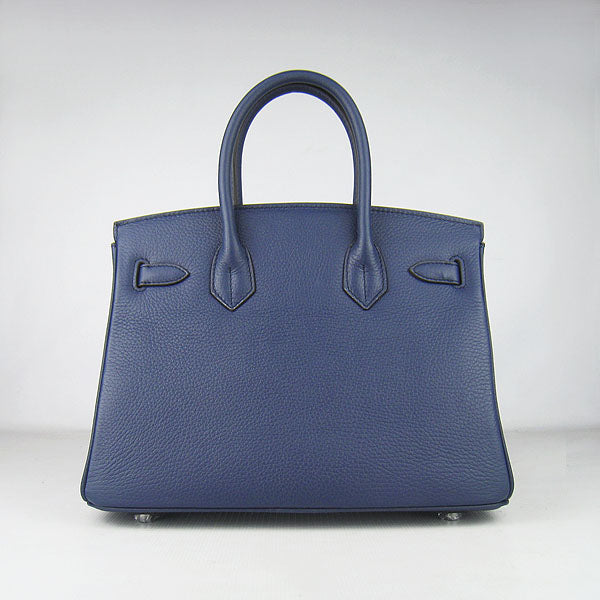 Hermes Birkin 30cm Togo Leather Handbags Dark Blue Silver - Product Image 3