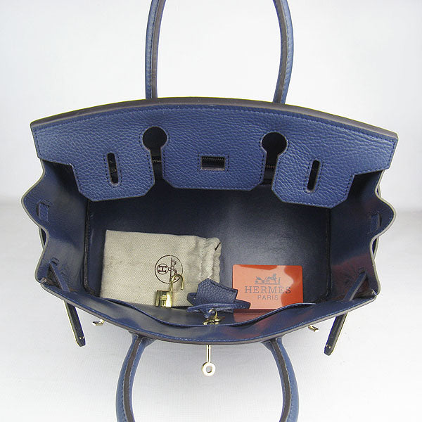 Hermes Birkin 30cm Togo Leather Handbags Dark Blue Golden - Product Image 4