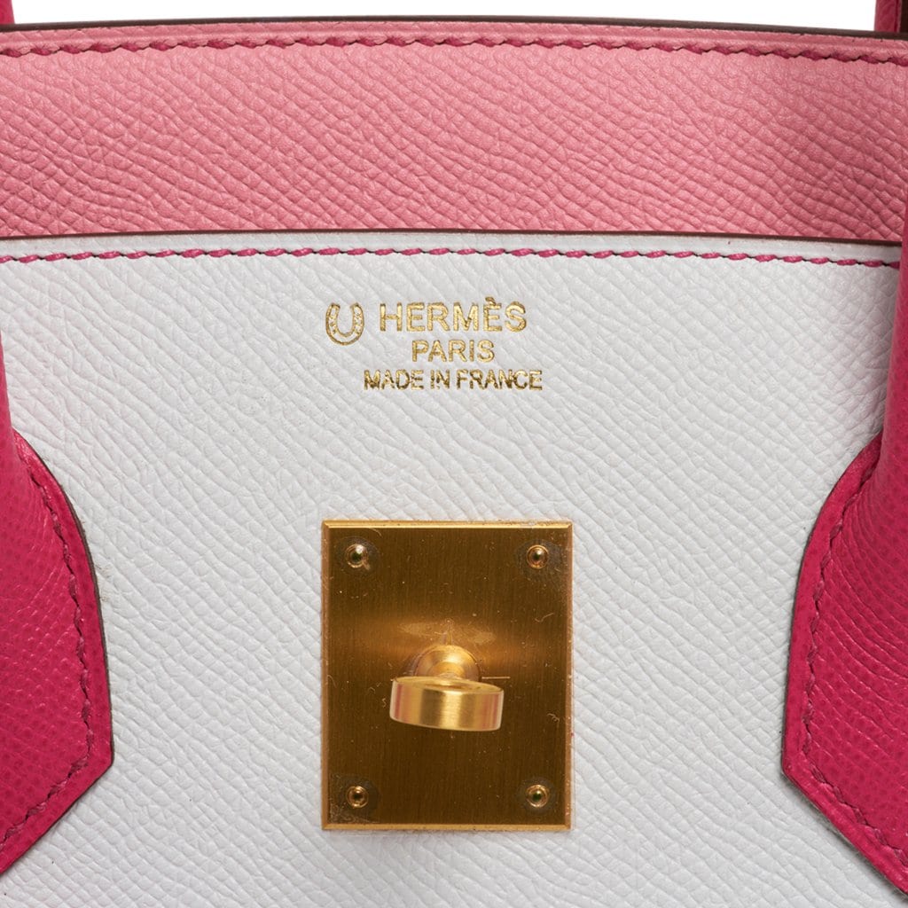 Hermes Birkin 35 HSS Bag White/Rose Confetti/Rose Tyrien Brushed Gold Hardware - Product Image 4
