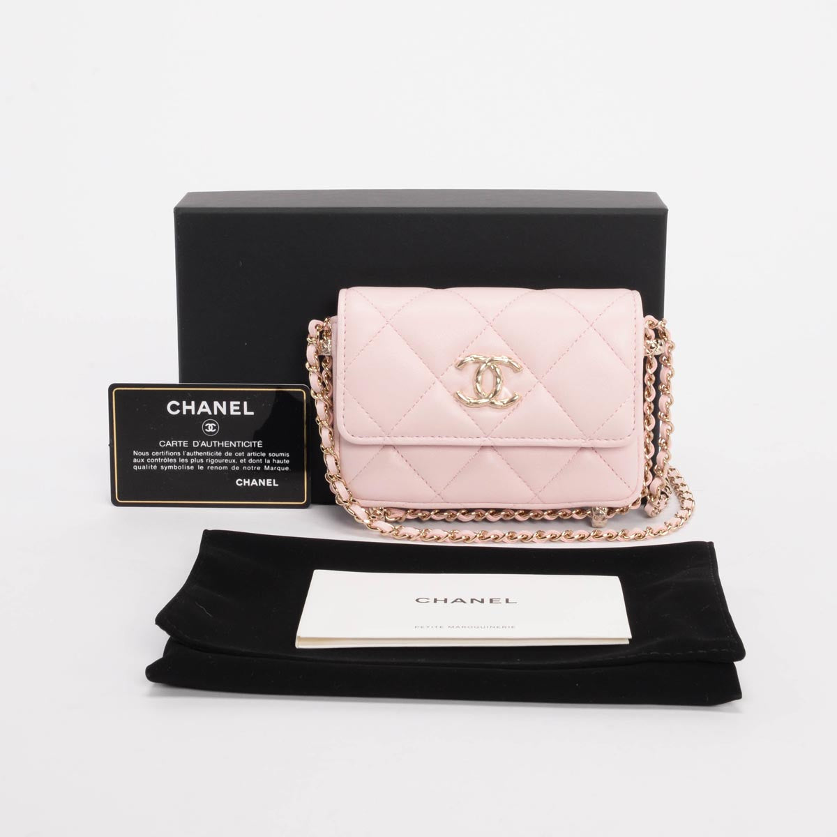 chl Light Pink Calfskin Clutch With Chain Wallet - Product Image 12
