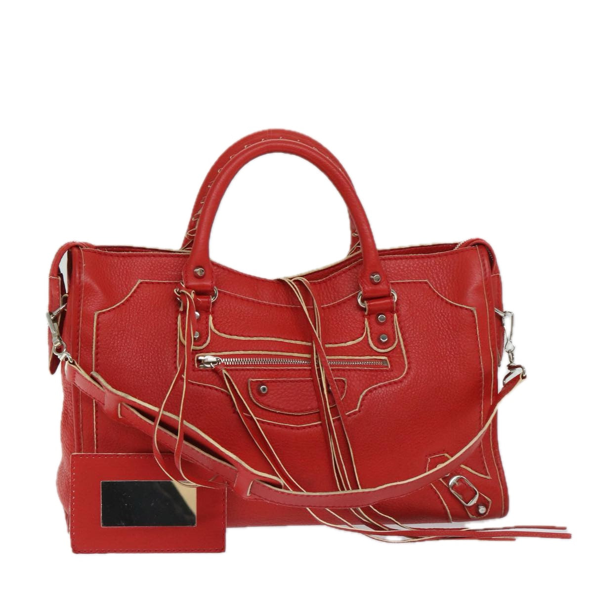BALENCIAGA City Hand Bag Leather 2way Red 115748 Auth bs12559 | Studio Nafay