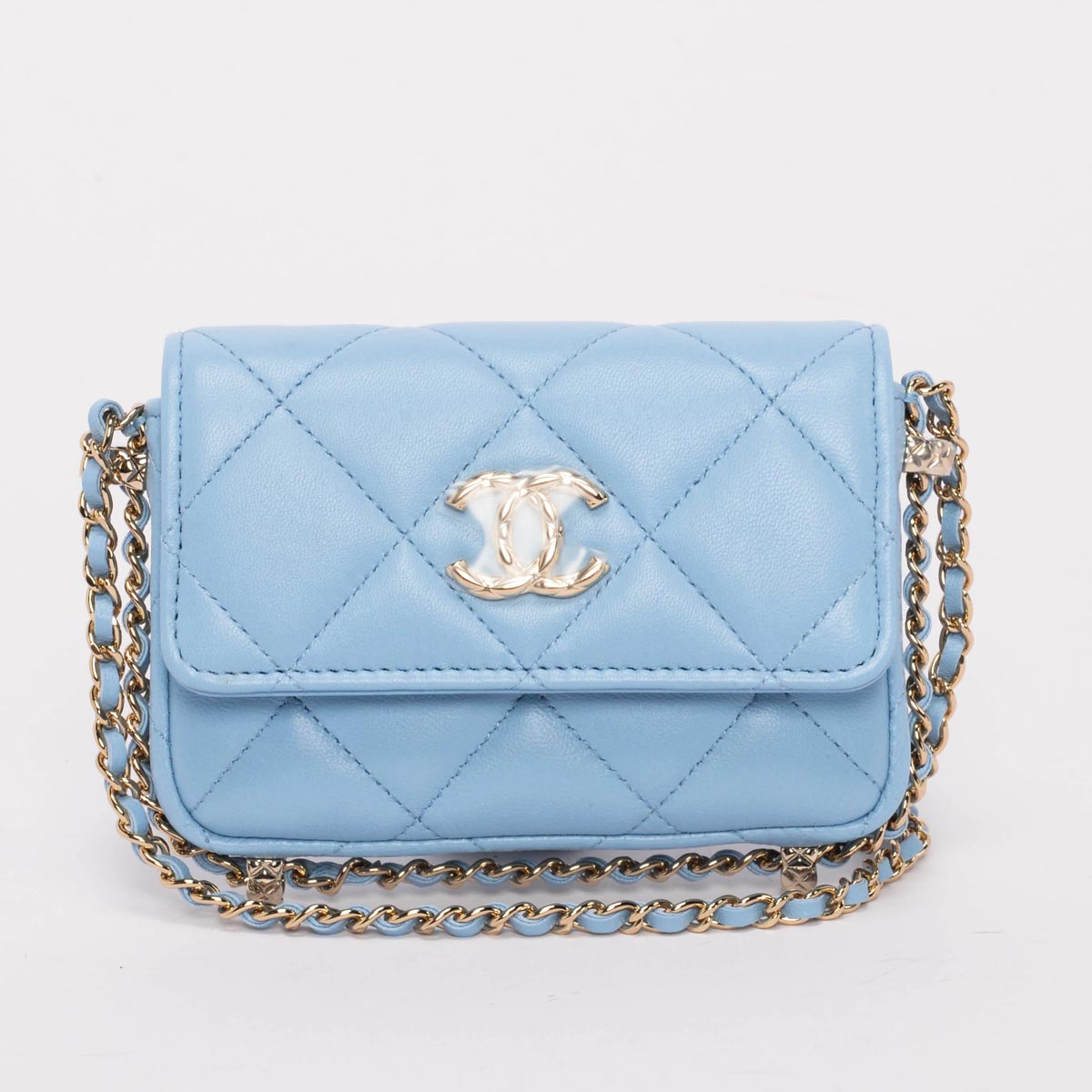 chl Light Blue Calfskin Clutch With Chain Wallet - Product Image 2