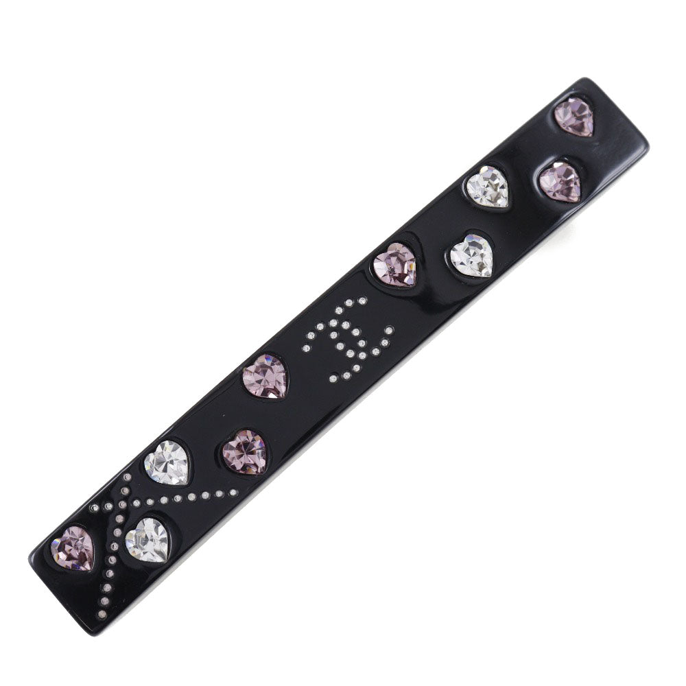 Chanel CHANEL Coco Baretta Heart x Line Stone French Made Black/Pink 04A COCO Mark | Studio Nafay
