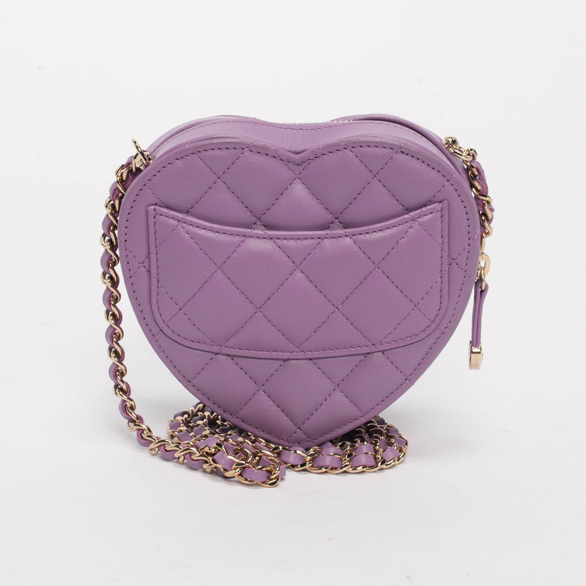 chl Purple Quilted Lambskin Small Heart Clutch With Chain - Product Image 3