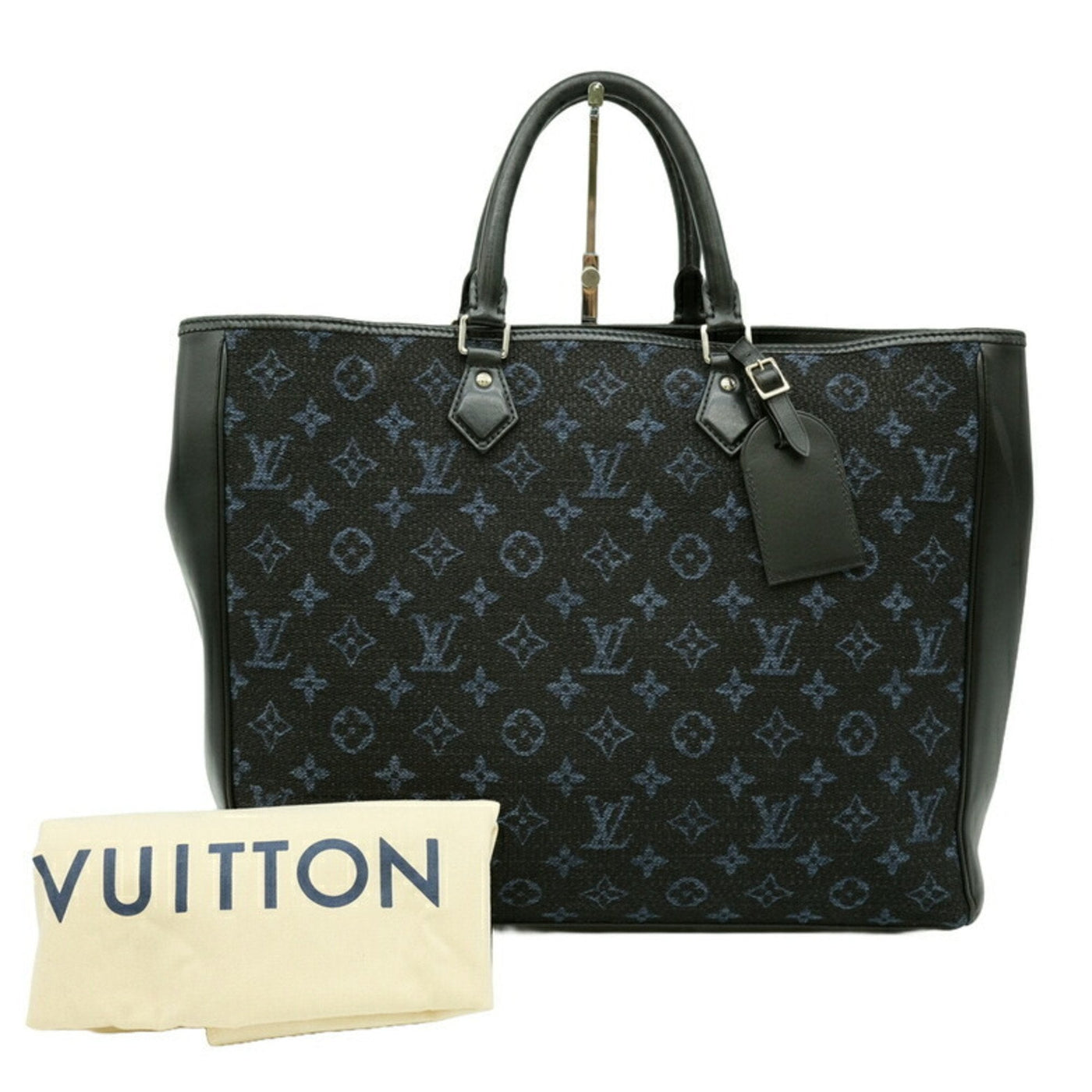 Louis Vuitton Navy Monogram Leather Handbag Tote Bag