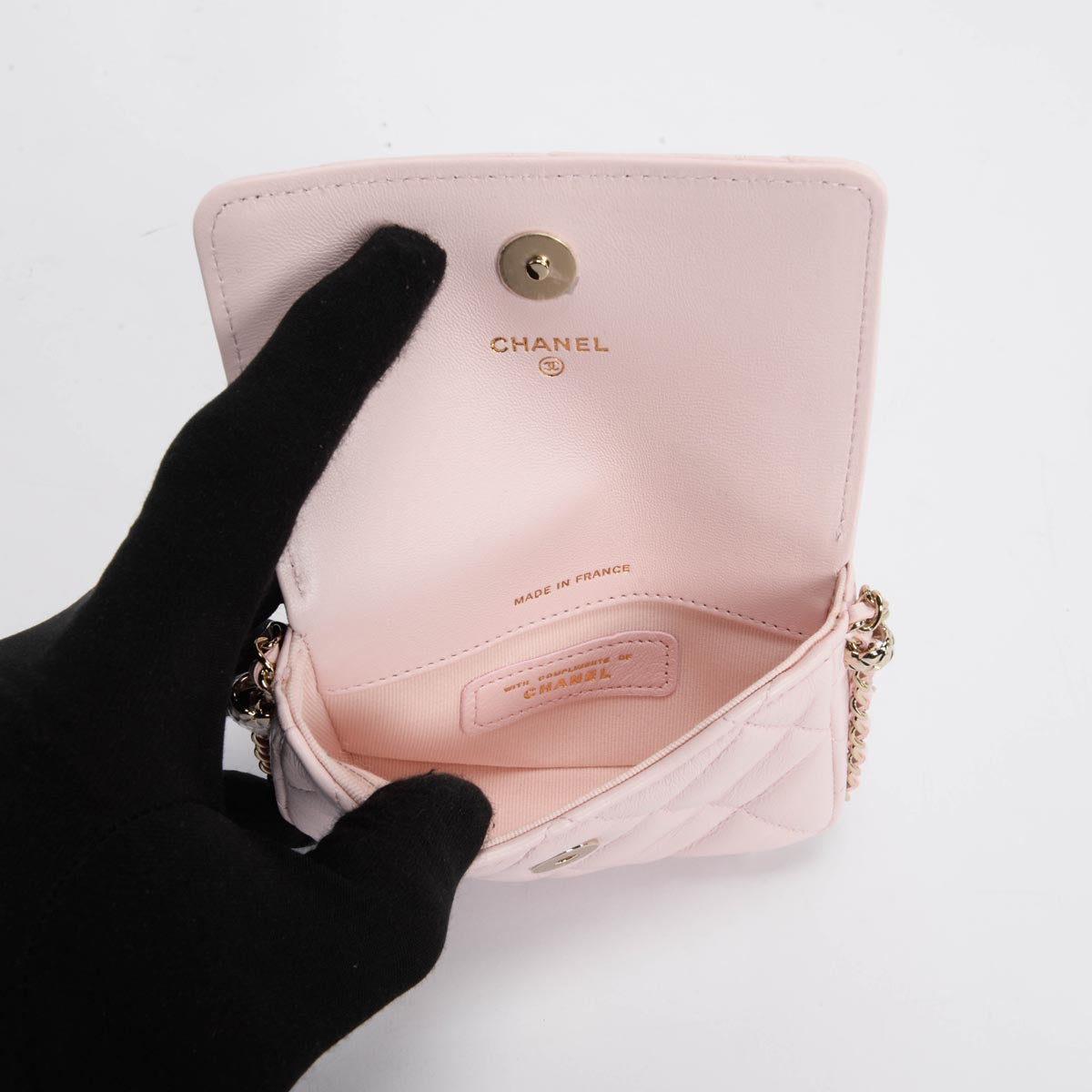 chl Light Pink Calfskin Clutch With Chain Wallet - Product Image 6