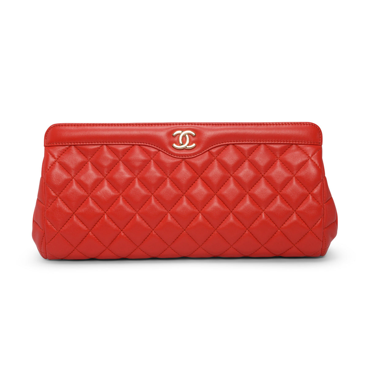 chl Red Quilted Lambskin Frame Clutch | Studio Nafay