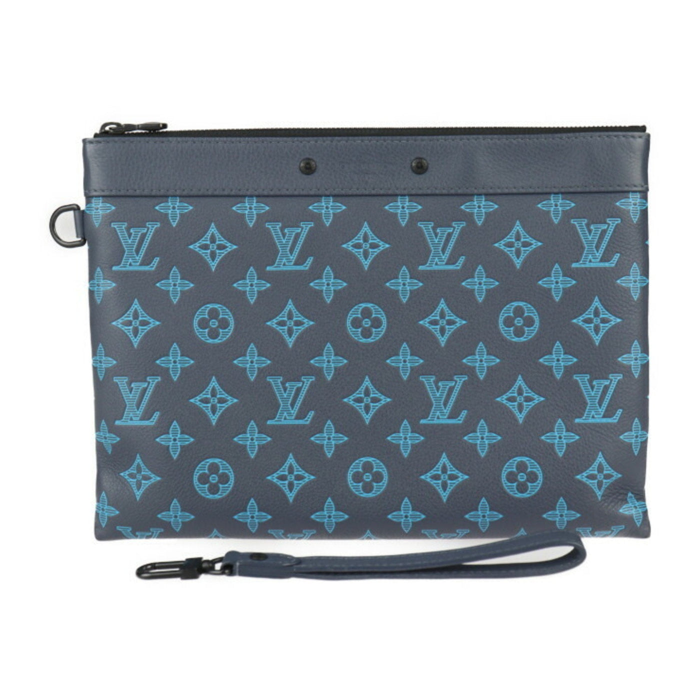 Louis Vuitton Navy Leather Clutch Bag Handbag Pochette Pouch ( ) | Studio Nafay