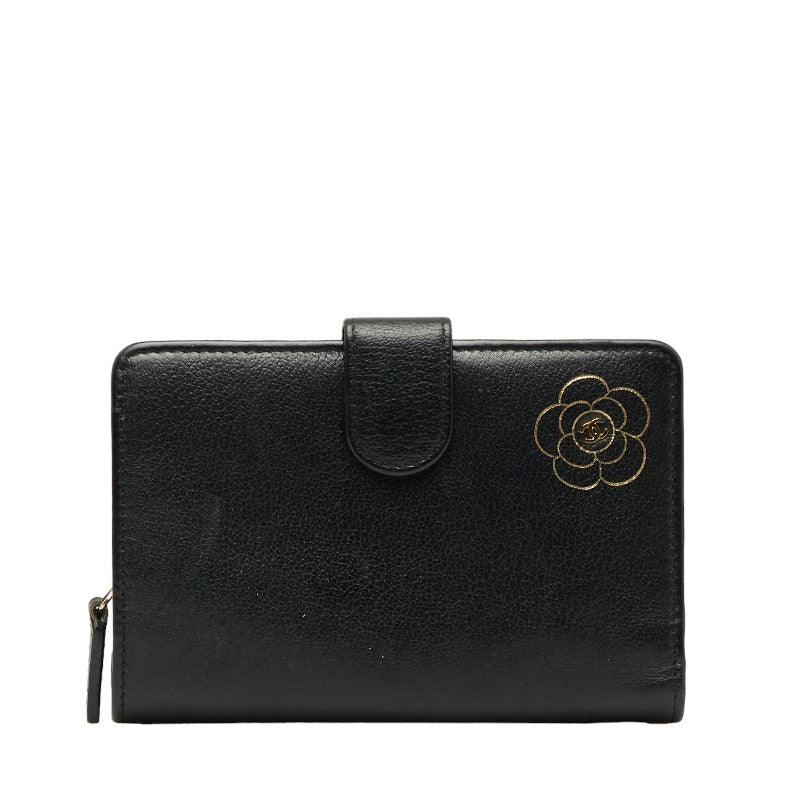 CHANEL CAMERIA COCOMARK Folding Wallet Black Leather CHANEL - Product Image 2