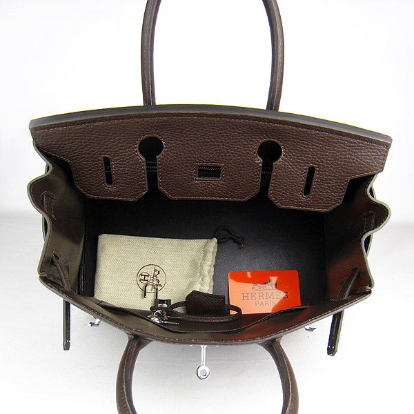 Hermes Birkin 30cm Togo Leather Handbags Dark Coffee Silver - Product Image 4