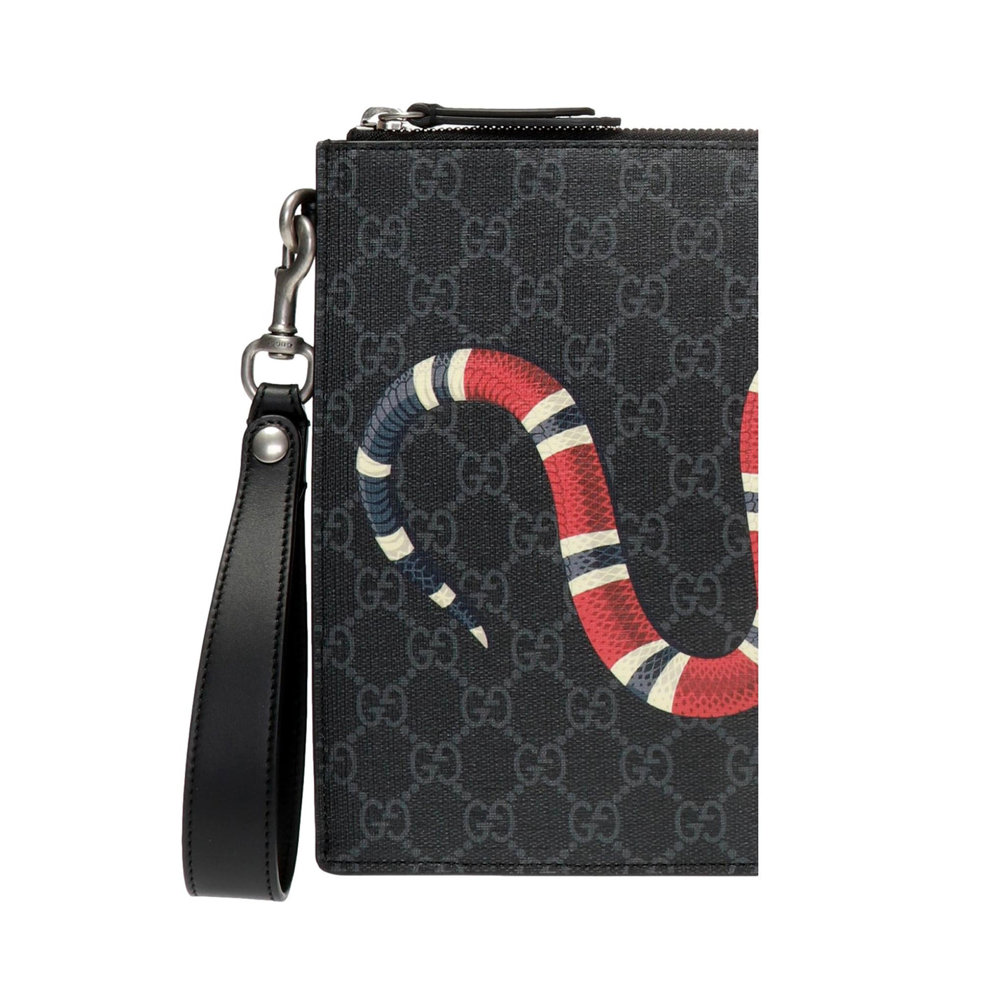 Gucci Bestiary Kingsnake Black GG Supreme Canvas Wristlet Clutch - Product Image 6