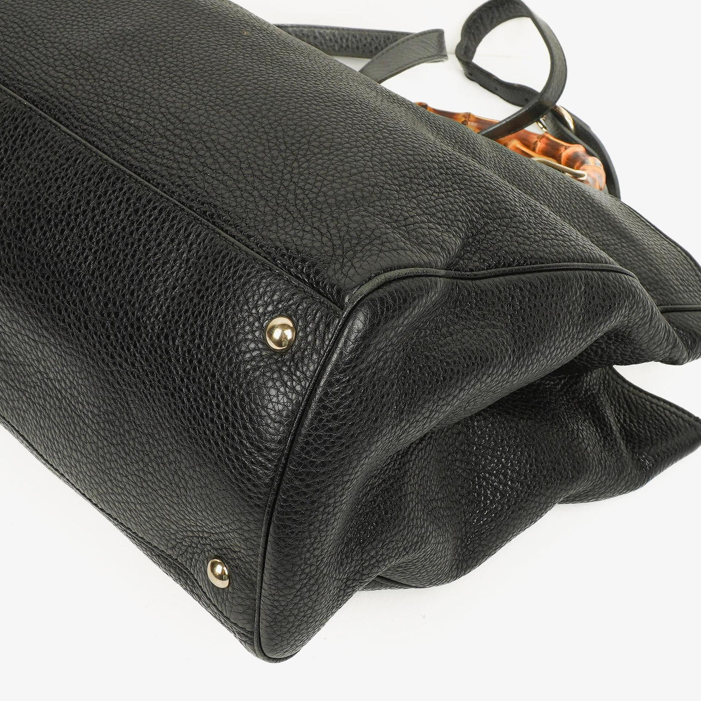 Gucci Black Pebbled Leather Bamboo Shopper Top Handle Large Tote Bag - Product Image 8