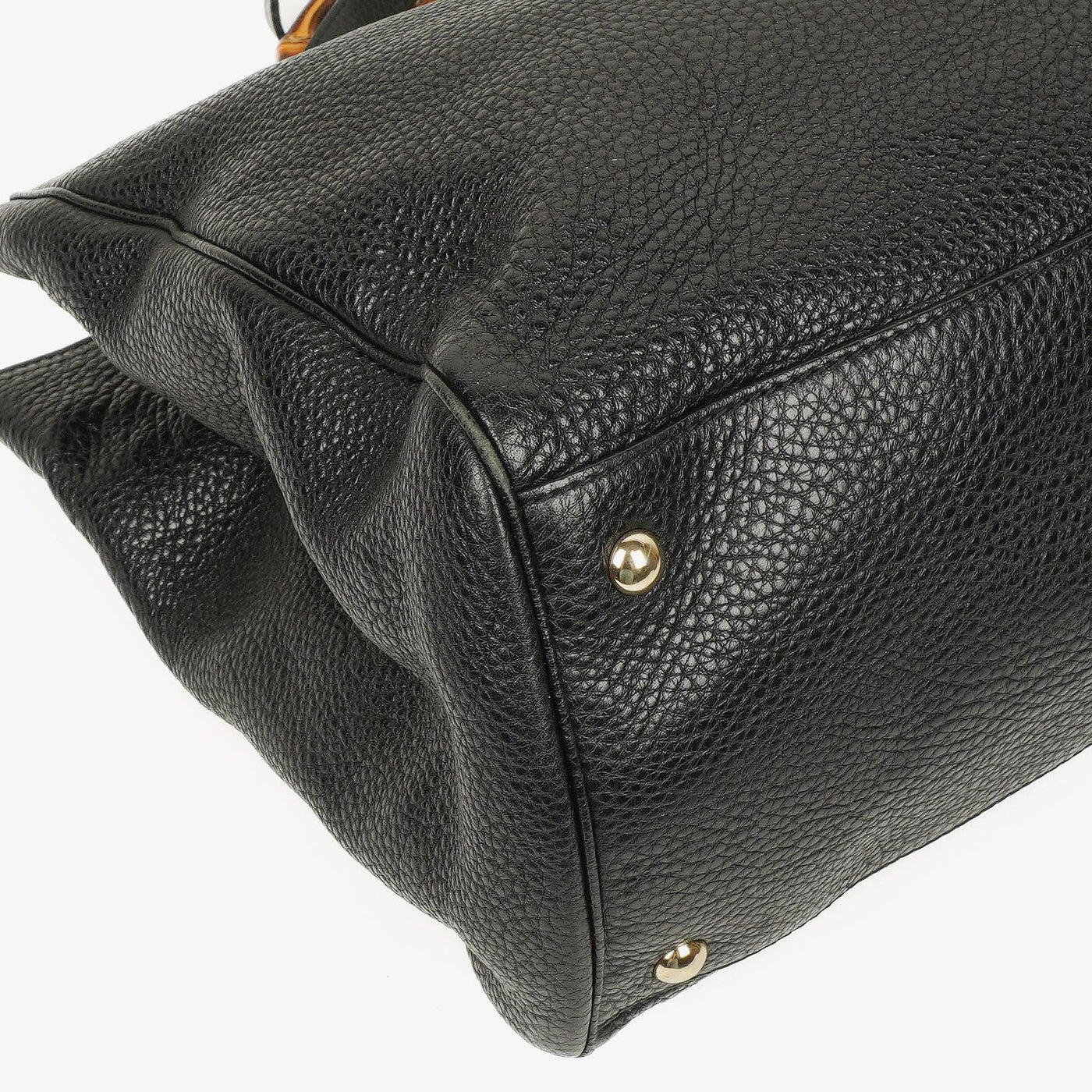 Gucci Black Pebbled Leather Bamboo Shopper Top Handle Large Tote Bag - Product Image 9