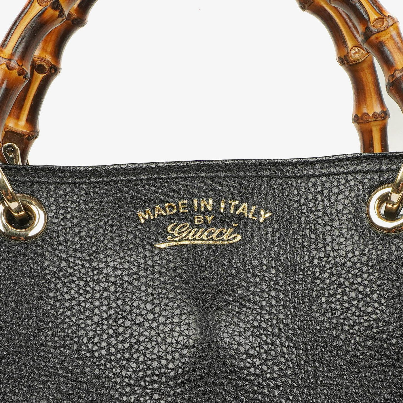 Gucci Black Pebbled Leather Bamboo Shopper Top Handle Large Tote Bag - Product Image 11