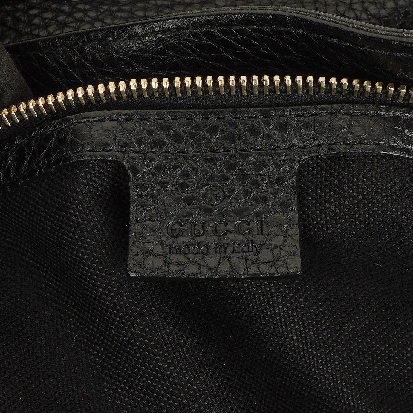 Gucci Black Pebbled Leather Bamboo Shopper Top Handle Large Tote Bag - Product Image 15