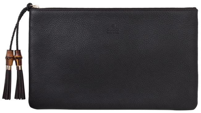 Gucci Zip Top Clutch Pouch with Bamboo Tassel Pull in Black - Product Image 2