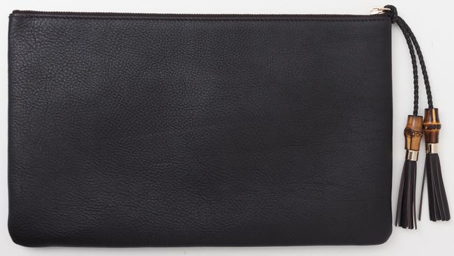 Gucci Zip Top Clutch Pouch with Bamboo Tassel Pull in Black - Product Image 3