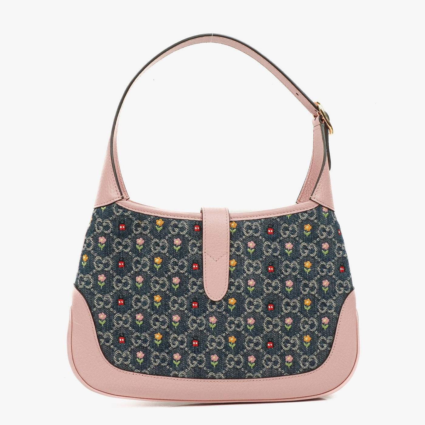Gucci Jackie Limited Edition Pink/Blue Leather/Denim GG Floral Small Shoulder Bag - Product Image 5