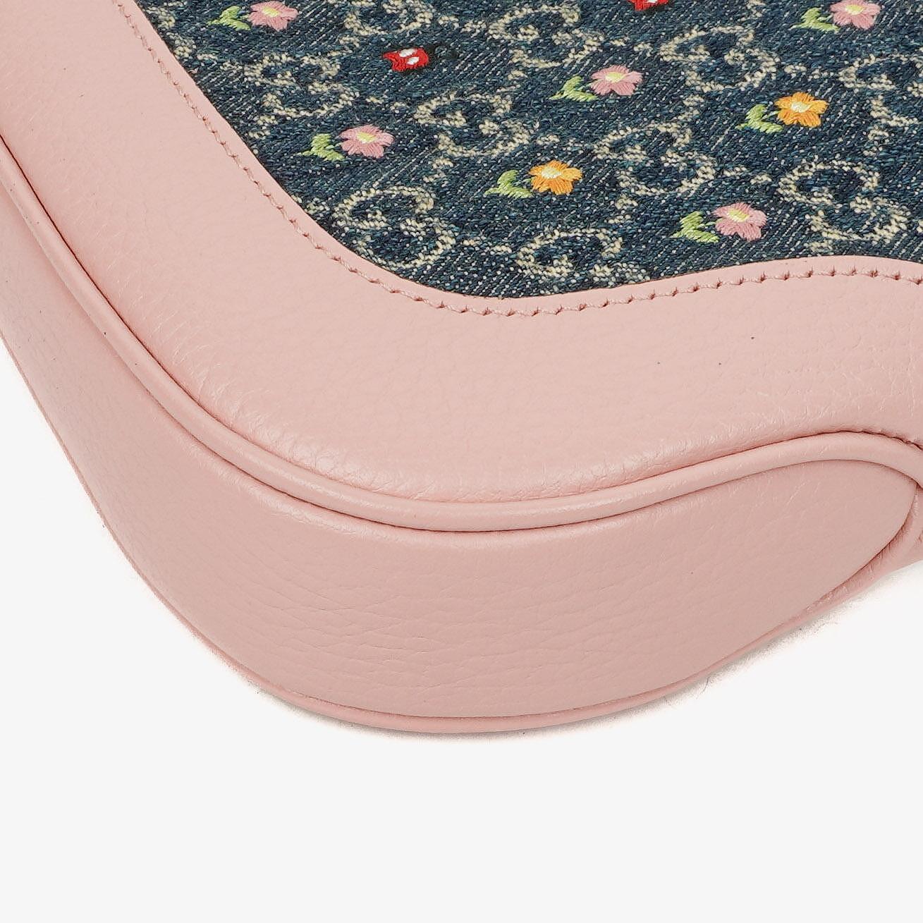 Gucci Jackie Limited Edition Pink/Blue Leather/Denim GG Floral Small Shoulder Bag - Product Image 10