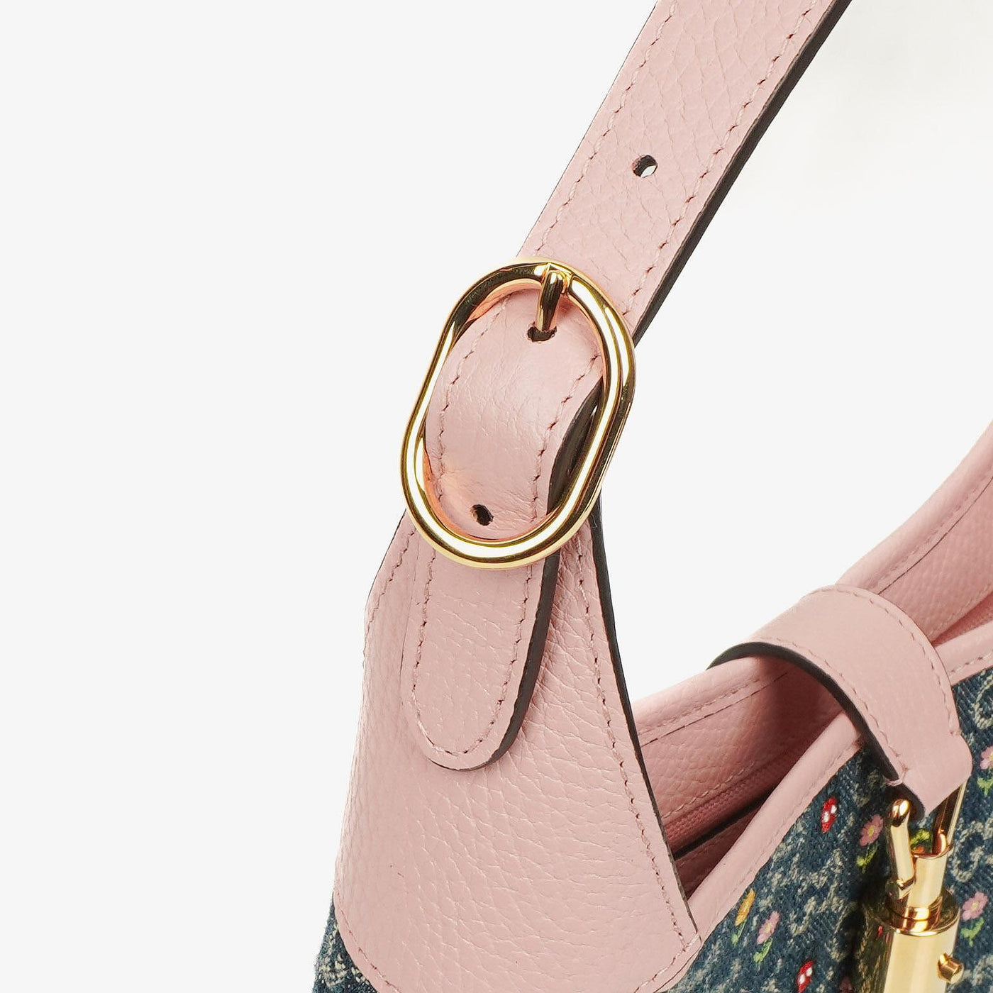 Gucci Jackie Limited Edition Pink/Blue Leather/Denim GG Floral Small Shoulder Bag - Product Image 11