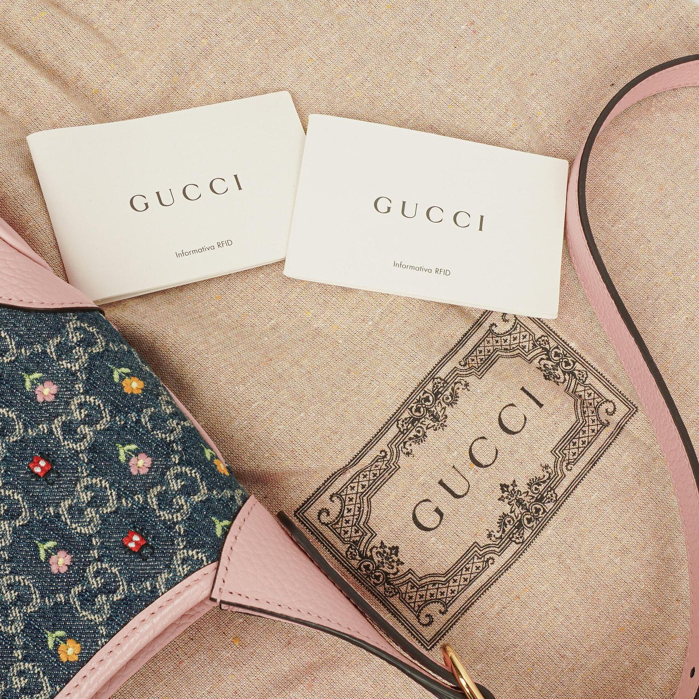 Gucci Jackie Limited Edition Pink/Blue Leather/Denim GG Floral Small Shoulder Bag - Product Image 16