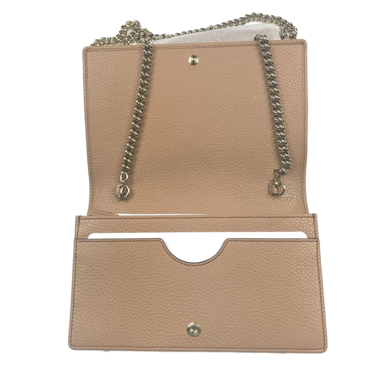 Gucci Soho Wallet on Chain Camelia Beige Leather Crossbody Clutch Bag - Product Image 6