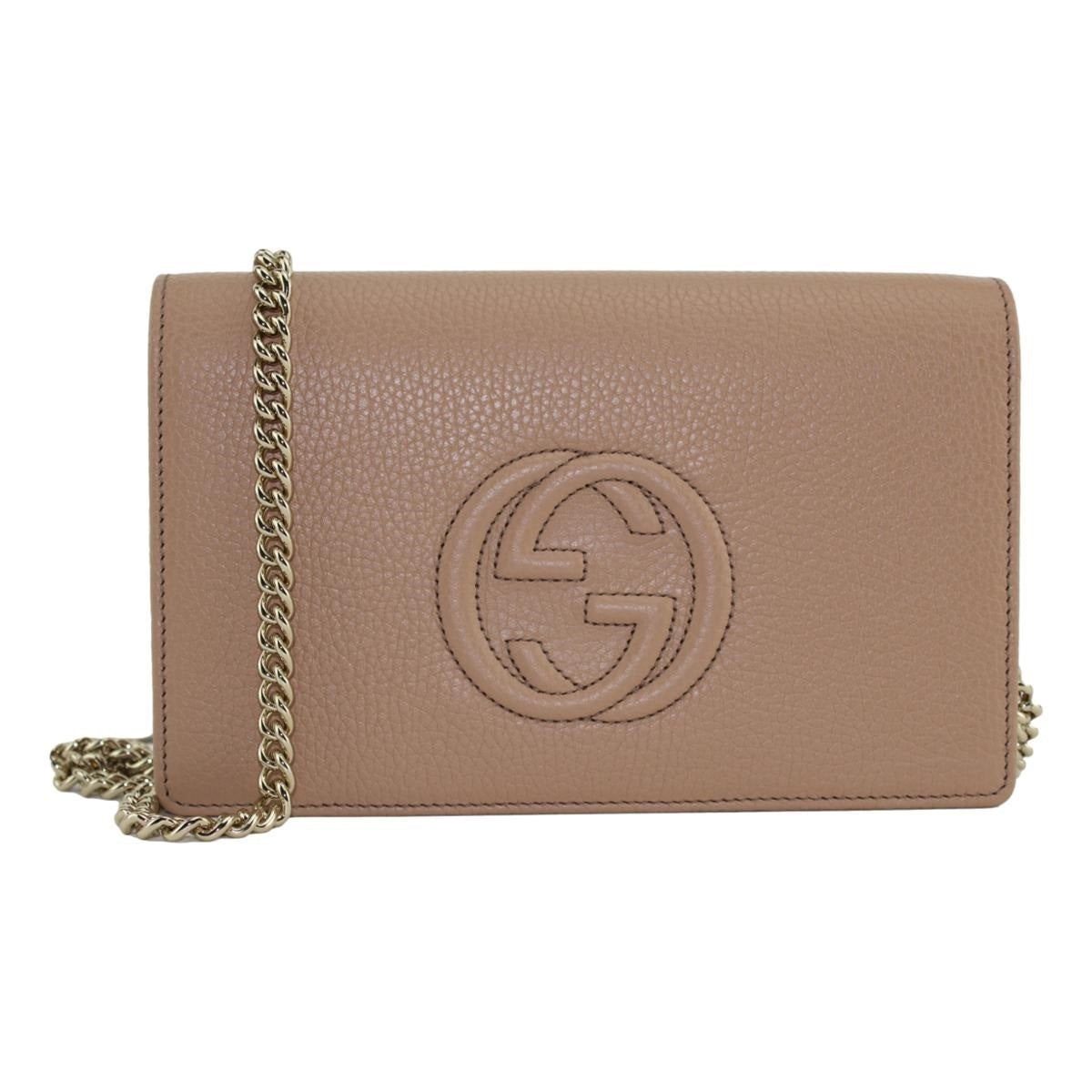 Gucci Soho Wallet on Chain Camelia Beige Leather Crossbody Clutch Bag - Product Image 2