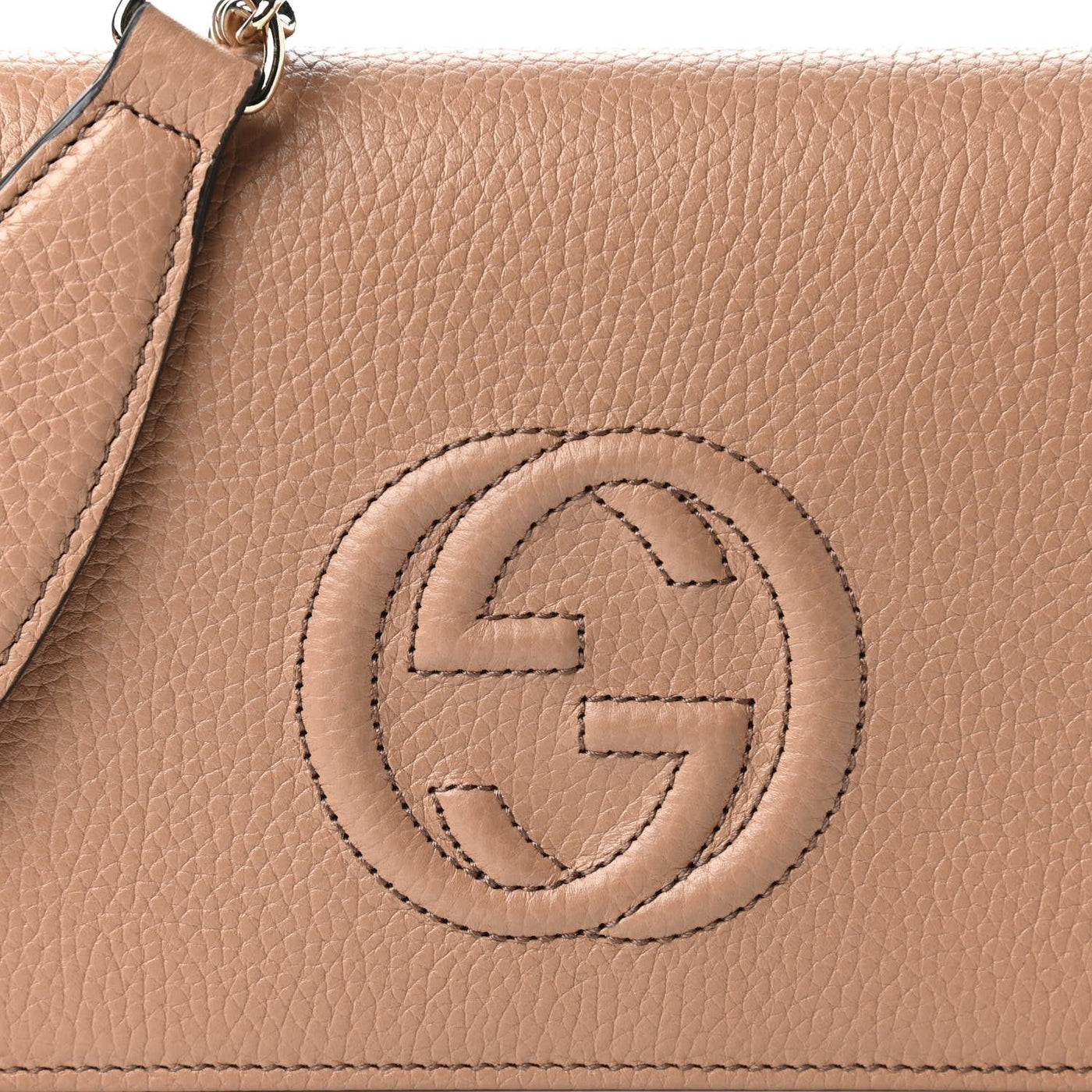 Gucci Soho Wallet on Chain Camelia Beige Leather Crossbody Clutch Bag - Product Image 3