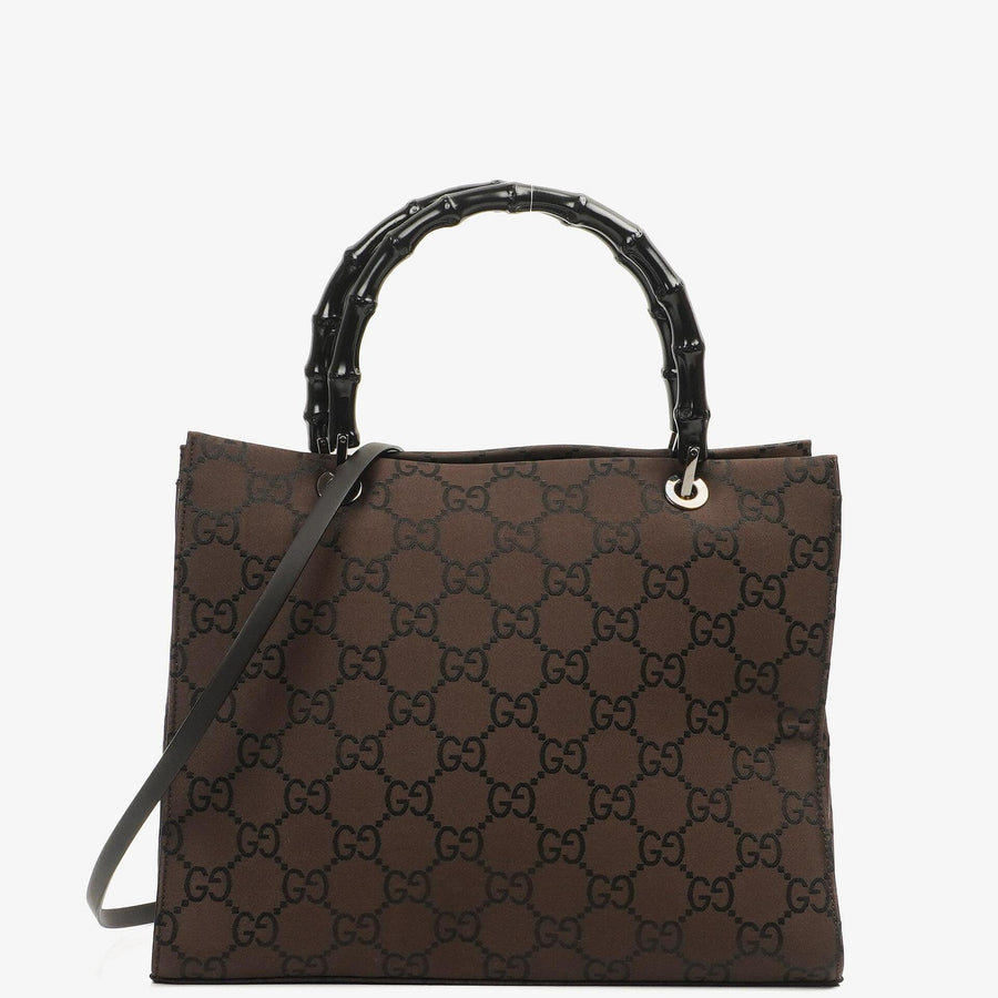 Gucci Bamboo Brown GG Canvas Tote Bag | Studio Nafay