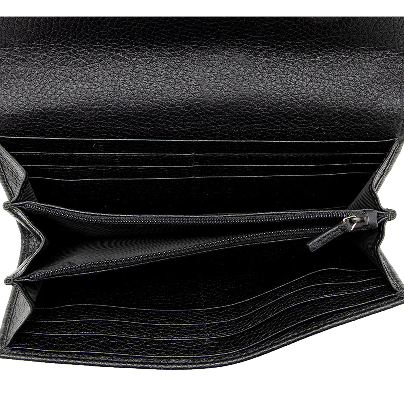 Gucci Soho Cellarius Black Long Flap Wallet Clutch Black Pebbled Leather - Product Image 4