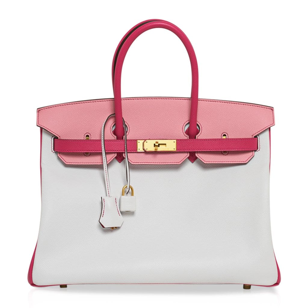 Hermes Birkin 35 HSS Bag White/Rose Confetti/Rose Tyrien Brushed Gold Hardware - Product Image 2