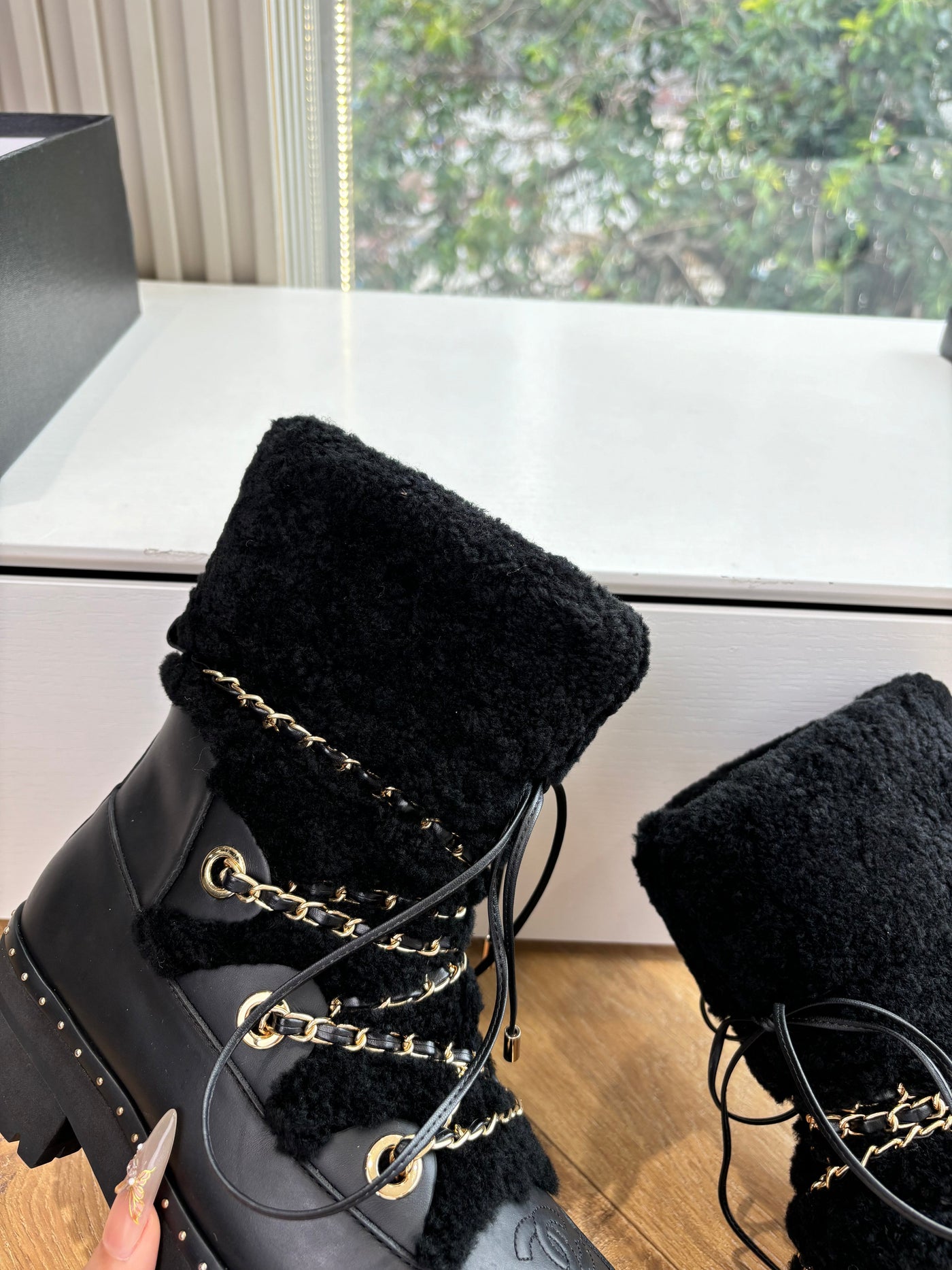 CC Short Boot Black Cowhide Wool 548840 - Product Image 4