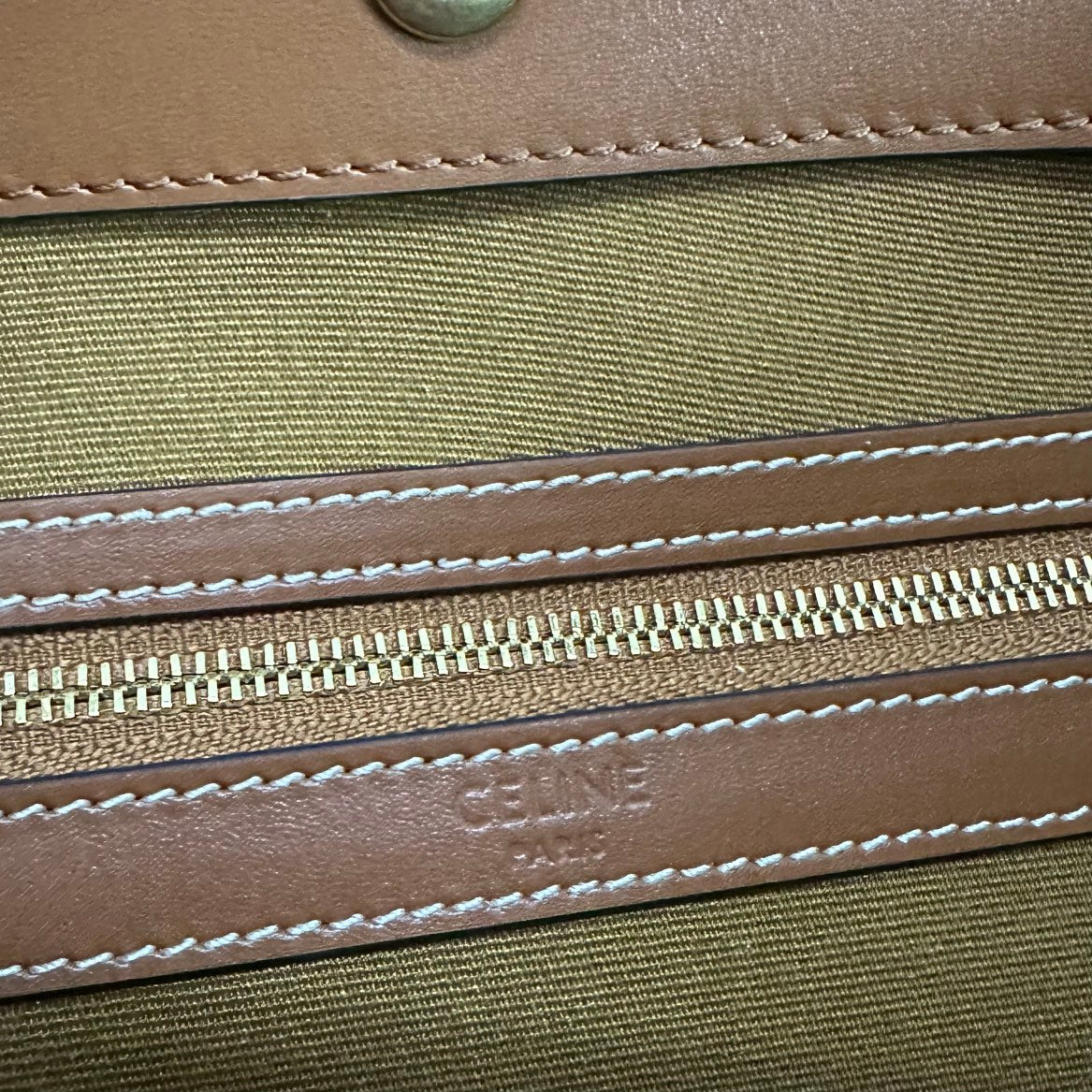 SMALL CABAS TRIOMPHE CANVAS 26.5 TAN CALFSKIN - Product Image 4